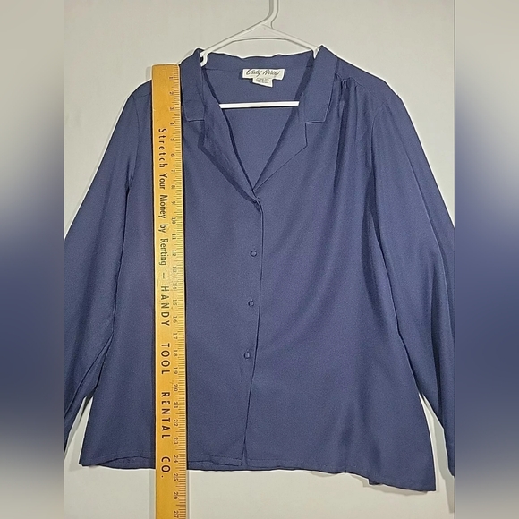 Vintage 1970s Lady Arrow Black Polyester Blouse Button-Up Shirt Size 8 - Picture 4 of 9